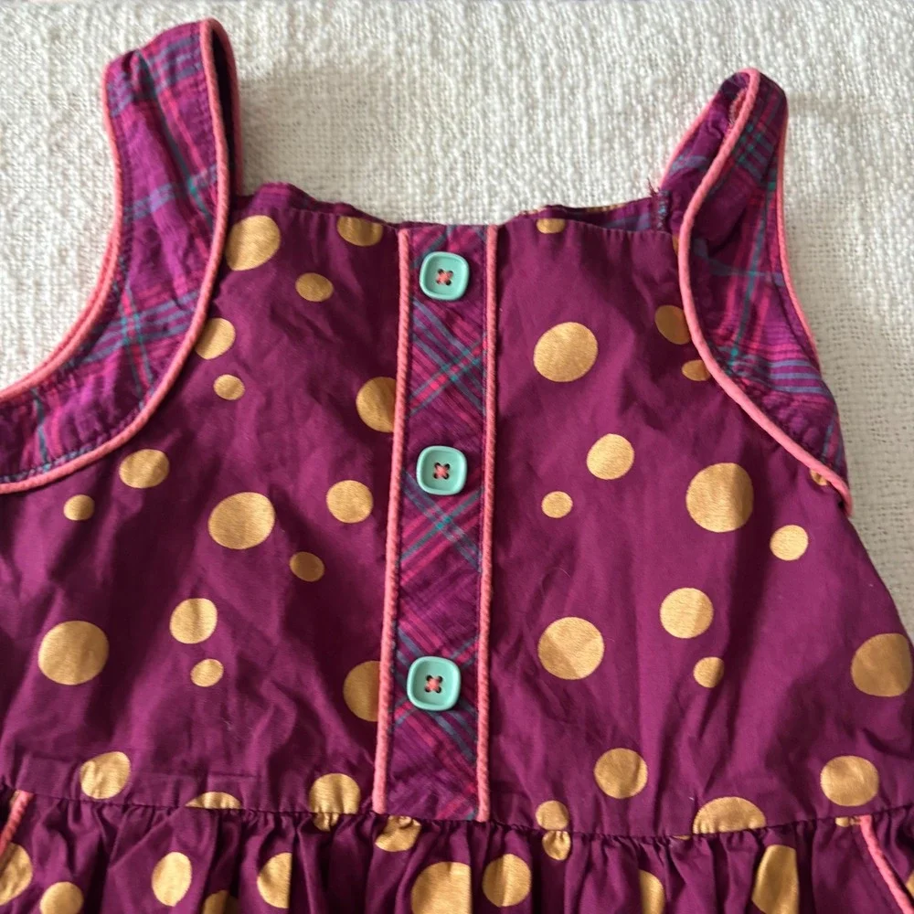 Matilda Jane Girls Purple Gold Polka Dot Tulle Hem Dress Size 6